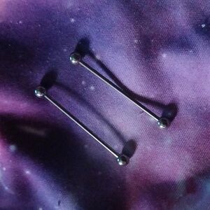 Silver Industrial Barbell Earrings 2pk